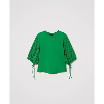 Abbigliamento Donna T-shirt & Polo Twin Set T-SHIRT CON MANICHE IN SANGALLO Verde