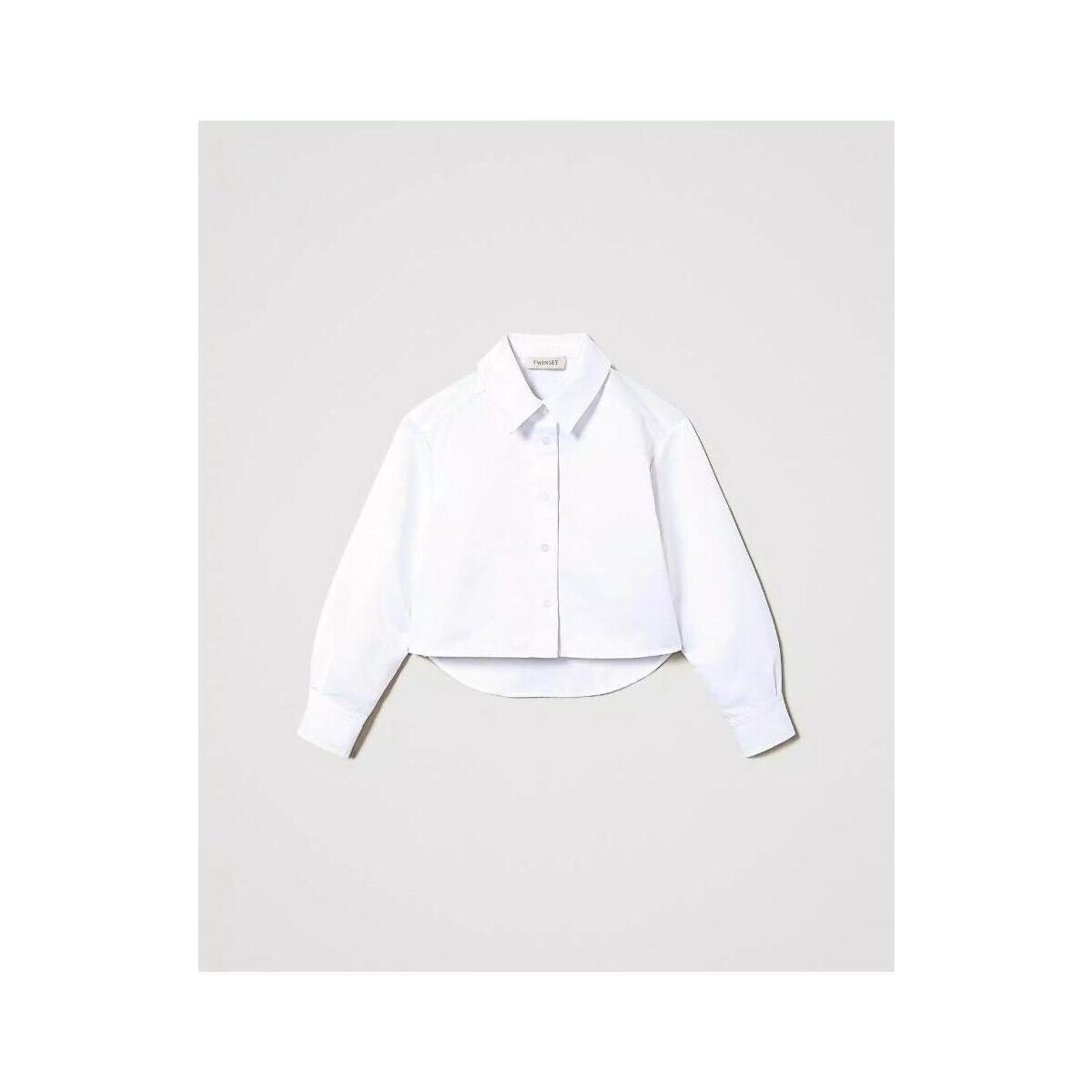 Abbigliamento Bambina Camicie maniche lunghe Twin Set Camicia cropped in raso 241GJ2101 Bianco