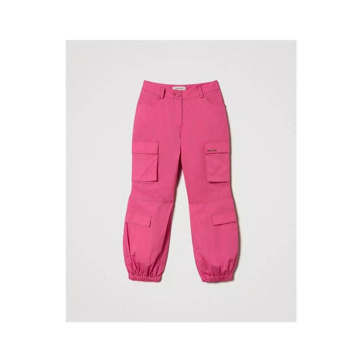 Abbigliamento Bambina Pantaloni Twin Set Pantaloni cargo in popeline 241GJ2204 Rosa