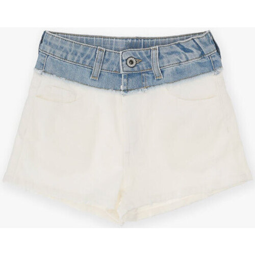 Abbigliamento Bambina Shorts / Bermuda Please Kids Shorts jeans effetto délavé RB34132G61 Bianco