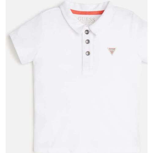 Abbigliamento Bambino Polo maniche corte Guess Polo in cotone con logo  triangolo N2GP03KAPY0 Bianco