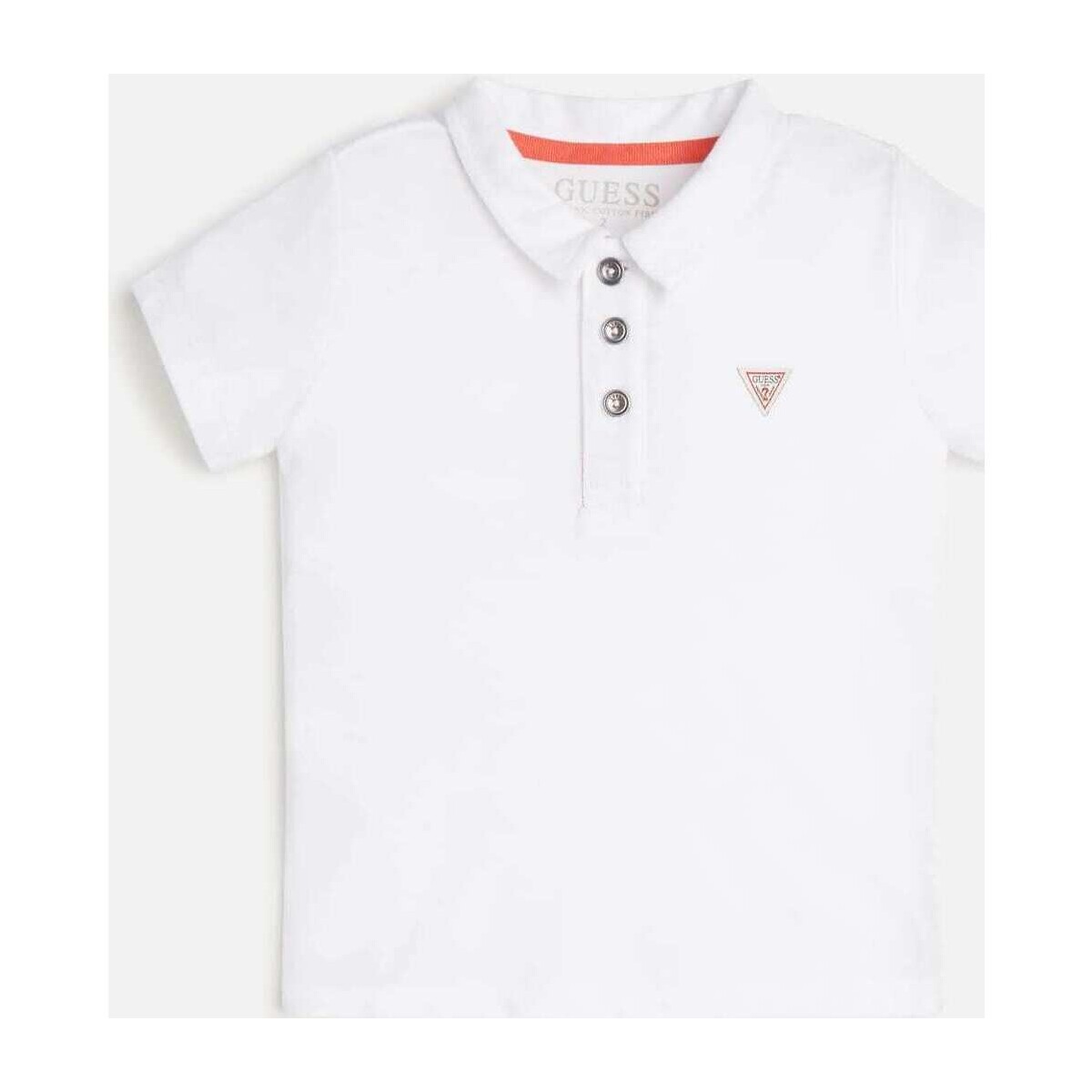 Abbigliamento Bambino Polo maniche corte Guess Polo in cotone con logo  triangolo N2GP03KAPY0 Bianco
