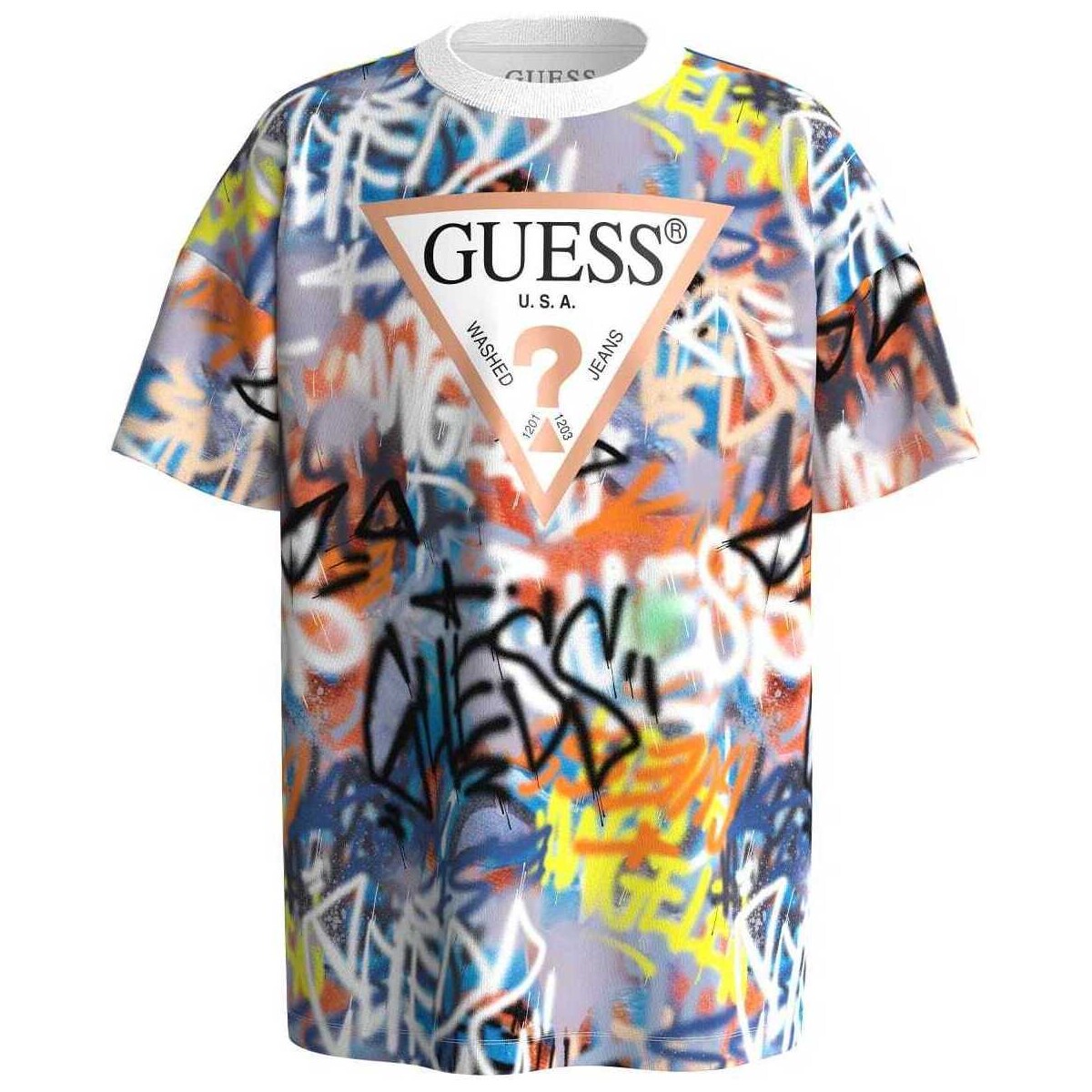 Abbigliamento Bambino T-shirt maniche corte Guess con stampe colorate e logo  N4GI23K8HM3 Multicolore