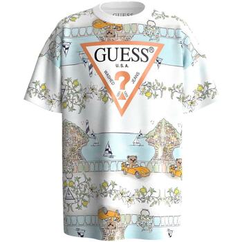 Abbigliamento Bambino T-shirt maniche corte Guess con stampe colorate e logo  N4GI23K8HM3 Bianco