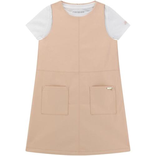 Abbigliamento Bambina Completi Guess Set t-shirt e salopette similpelle J4RK17K8GF0 Rosa