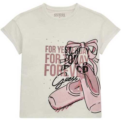 Abbigliamento Bambina T-shirt maniche corte Guess T-shirt logo + fiocco J4RI31K8HM4 Bianco