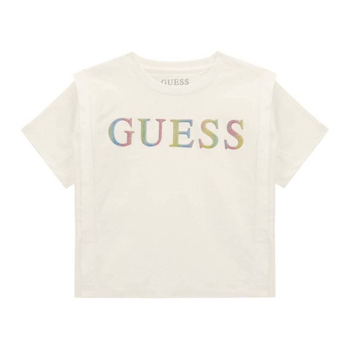 Abbigliamento Bambina T-shirt maniche corte Guess T-shirt logo frontale J4RI33K8VA3 Bianco