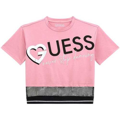 Abbigliamento Bambina T-shirt maniche corte Guess T-shirt logo frontale J4RI30K6YW4 Rosa