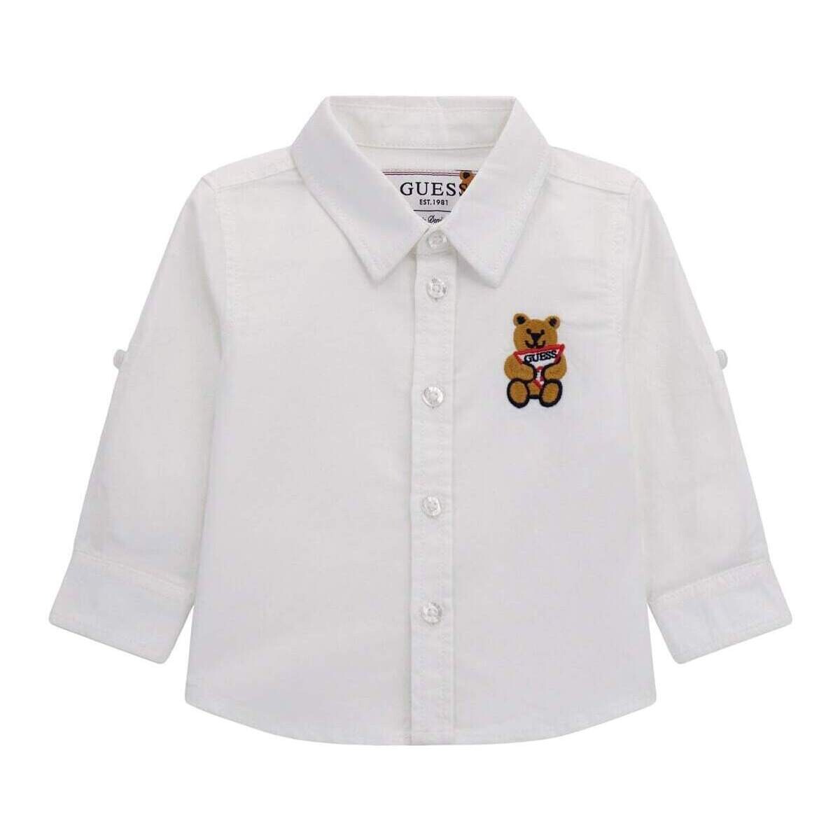 Abbigliamento Bambino Camicie maniche lunghe Guess Camicia regular ricamo laterale I4RH00W9CL0 Bianco