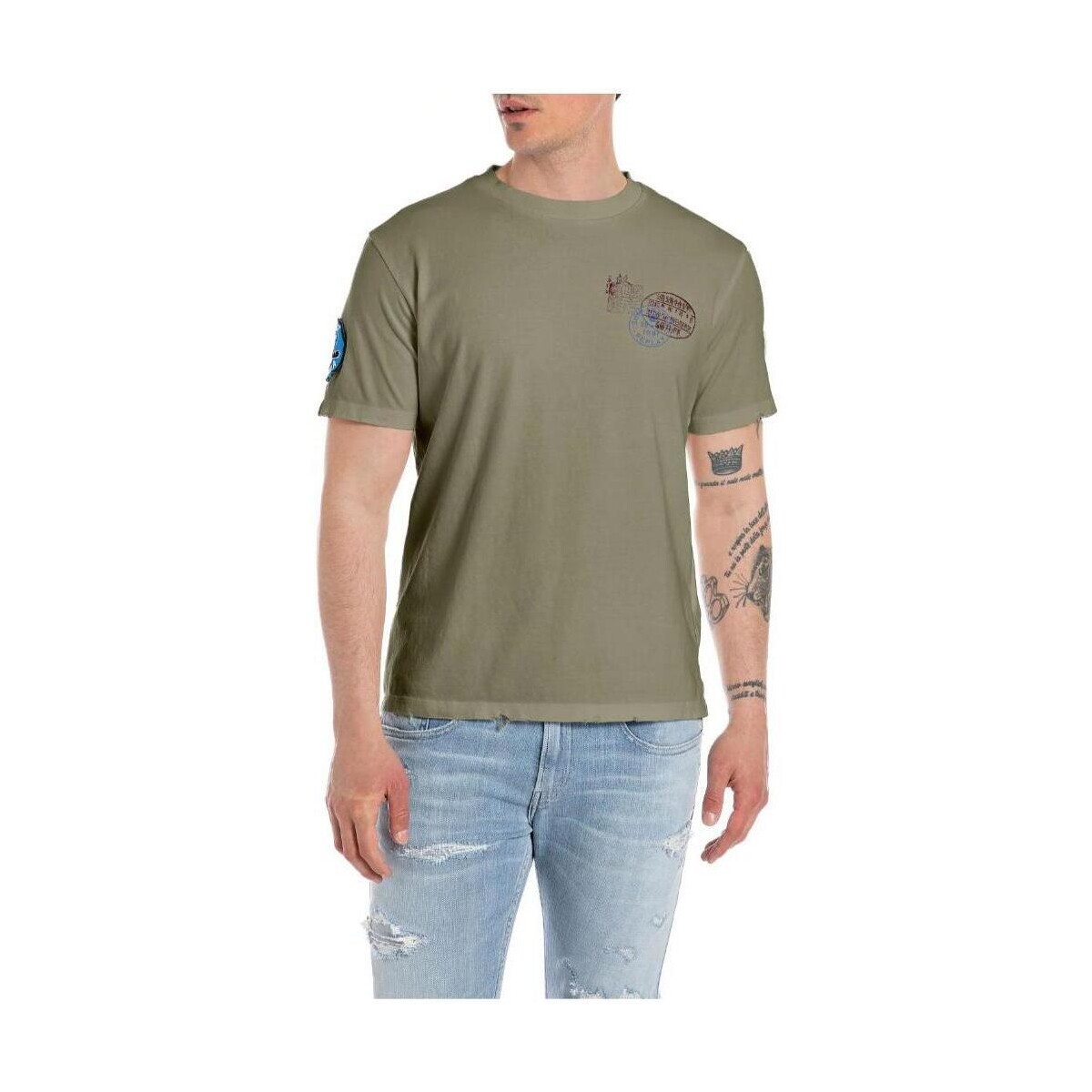 Abbigliamento Uomo T-shirt maniche corte Replay T-shirt con stampa sul retro M6763.000 Verde