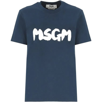 Msgm T-Shirt with brushed logo Blu