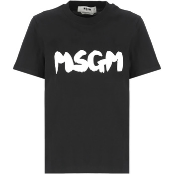 Abbigliamento Donna T-shirt maniche corte Msgm T-Shirt with brushed logo Nero