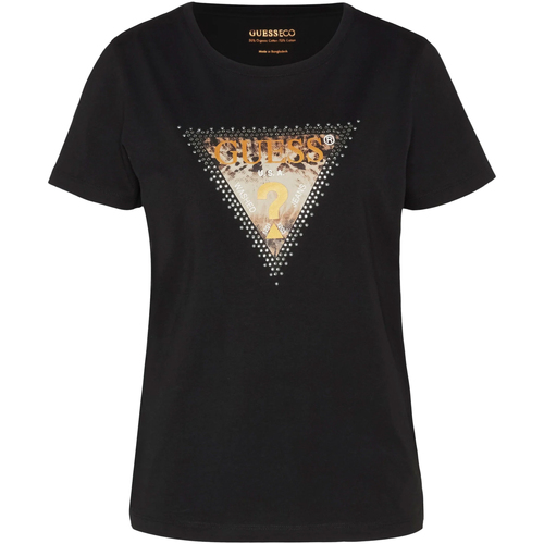 Abbigliamento Donna T-shirt & Polo Guess Ss Cn Animal Triangle Tee Nero