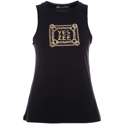 Abbigliamento Donna Top / T-shirt senza maniche Yes Zee T225 LU05 Nero