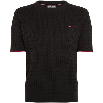 Abbigliamento Donna T-shirt & Polo Tommy Hilfiger Pullover slim fit con maniche corte Nero