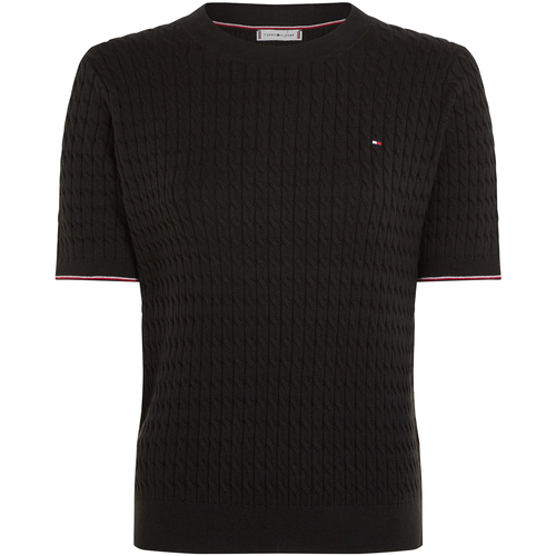 Abbigliamento Donna T-shirt & Polo Tommy Hilfiger Pullover slim fit con maniche corte Nero