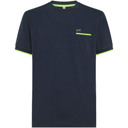Abbigliamento Uomo T-shirt maniche corte Sun68 T-SHIRT PE SMALL STRIPES ON CUFFS S/S Blu