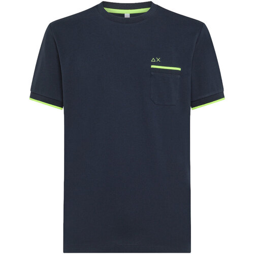 Abbigliamento Uomo T-shirt maniche corte Sun68 T-SHIRT PE SMALL STRIPES ON CUFFS S/S Blu