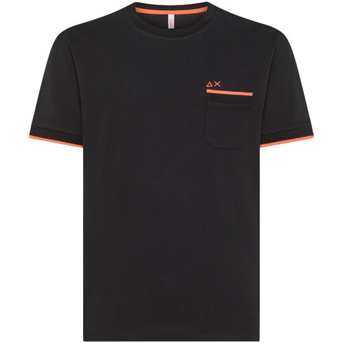 Abbigliamento Uomo T-shirt maniche corte Sun68 T-SHIRT PE SMALL STRIPES ON CUFFS S/S Nero