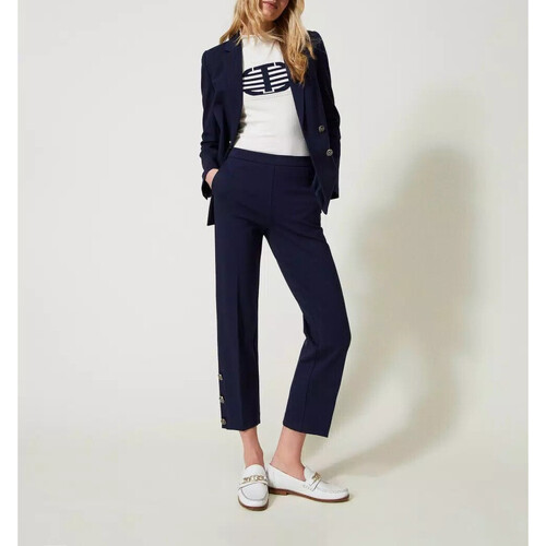 Abbigliamento Donna Jeans 3/4 & 7/8 Twin Set TAILLEUR CON BOTTONI OVAL T Blu