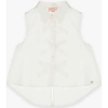 Abbigliamento Bambina Camicie Please Kids Camicia smanicata con colletto classico CC00272G62 Bianco