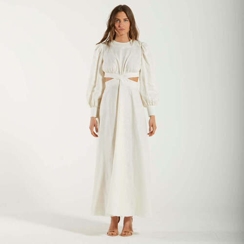 Abbigliamento Donna Vestiti Actualee abito cut out in lino bianco Bianco