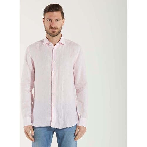 Abbigliamento Uomo Camicie maniche lunghe Xacus camicia taylor fit lino rosa Rosa