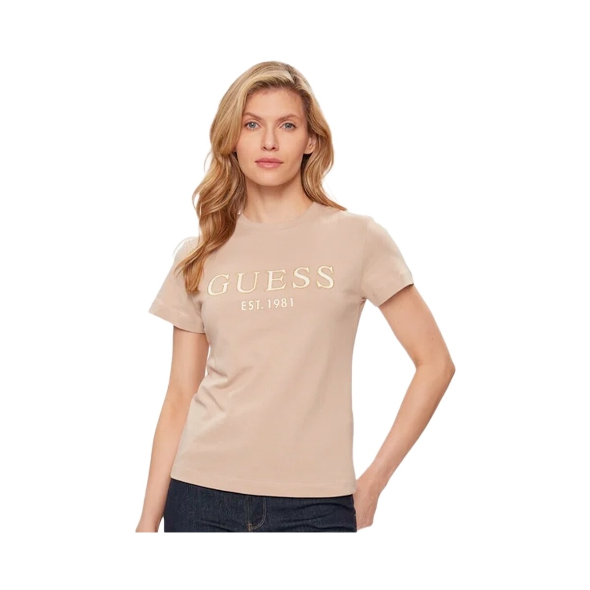 Abbigliamento Donna T-shirt maniche corte Guess G gold Beige