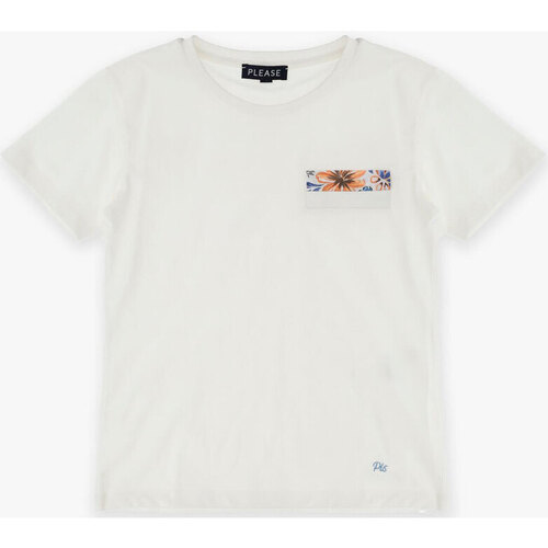 Abbigliamento Bambino T-shirt maniche corte Please Kids T-shirt  con stampa floreale MB13030B62 Bianco