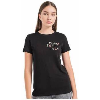 Abbigliamento Donna T-shirt maniche corte EAX T-shirt donna  con logo multicolor Nero
