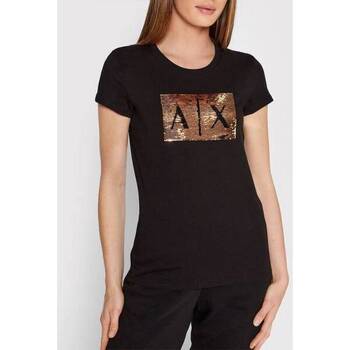 EAX T-shirt donna  con paillettes Nero