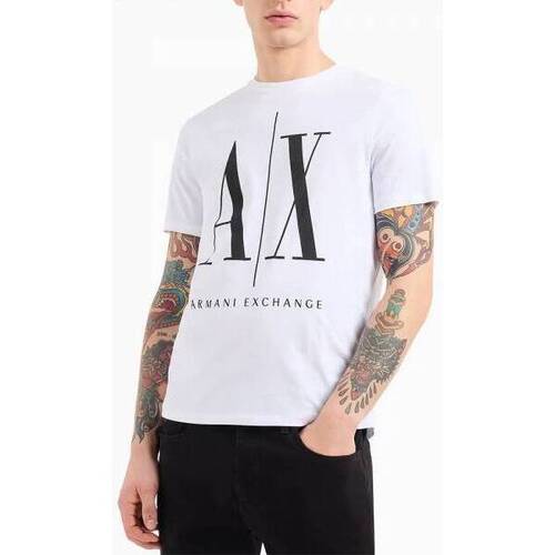 Abbigliamento Uomo T-shirt maniche corte EAX T-shirt uomo  con maxi logo Bianco