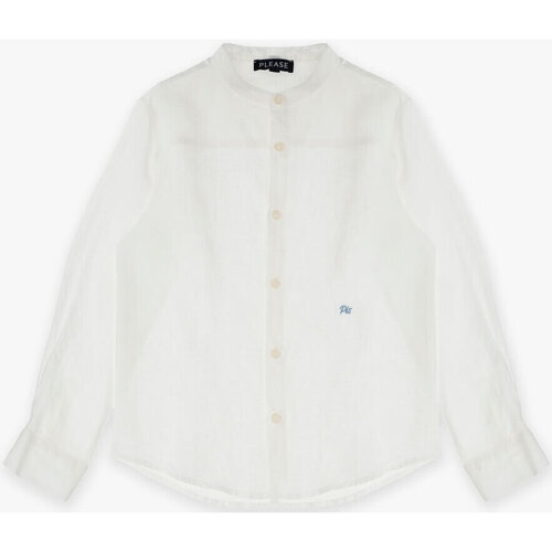 Abbigliamento Bambino Camicie maniche lunghe Please Kids Coreana in lino CL14300B62 Bianco