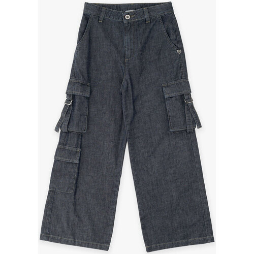 Abbigliamento Bambina Jeans Please Kids Pantaloni cargo over in denim PHS1010G61 Blu