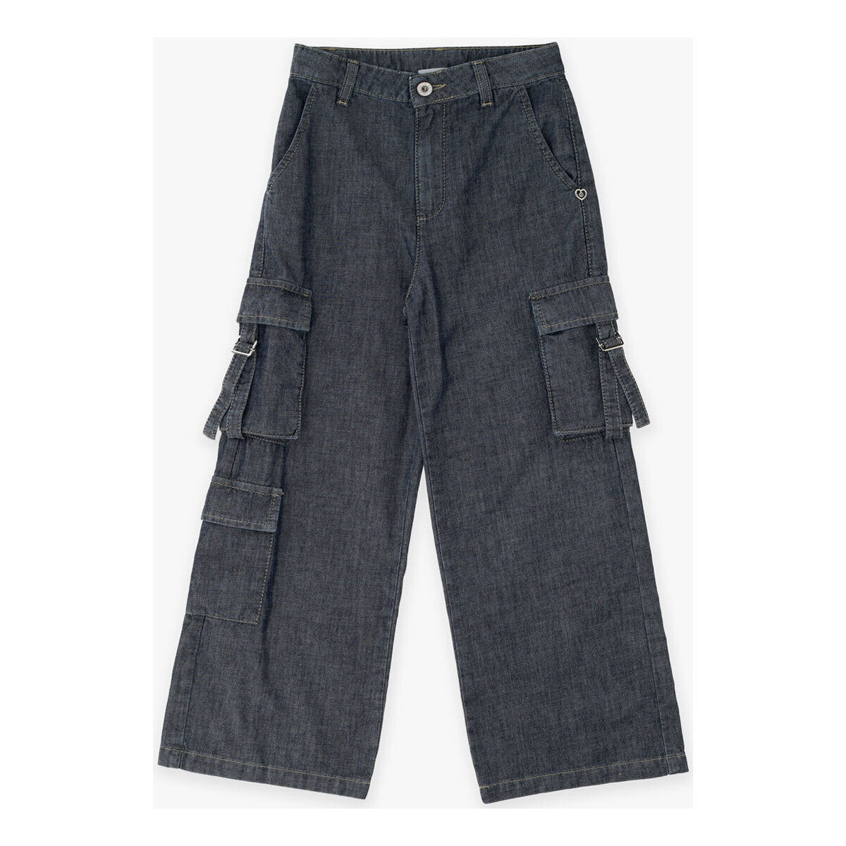 Abbigliamento Bambina Jeans Please Kids Pantaloni cargo over in denim PHS1010G61 Blu
