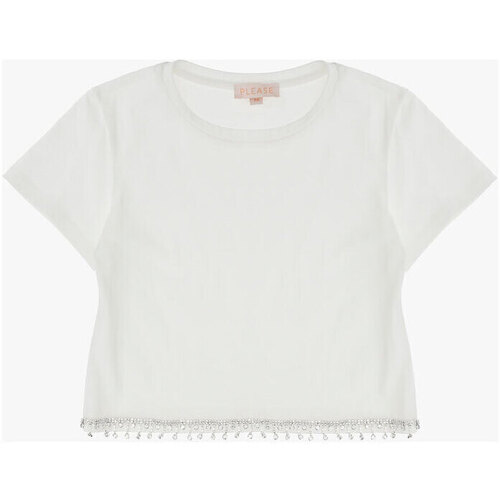 Abbigliamento Bambina Top / Blusa Please Kids Top con pendenti in strass MB11030G62 Bianco