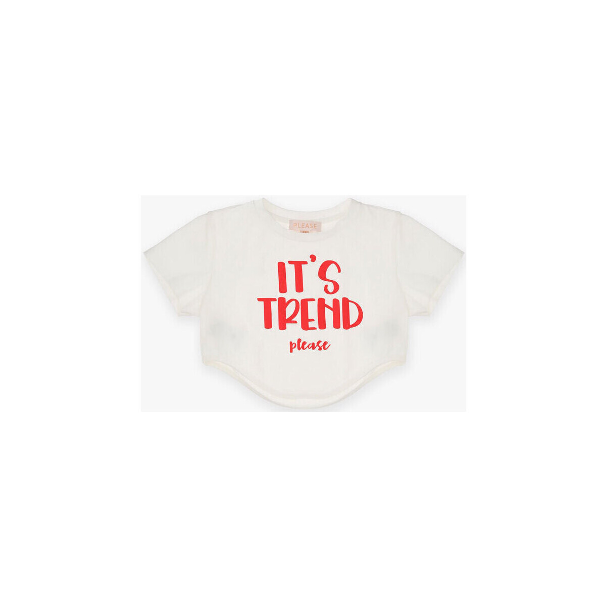 Abbigliamento Bambina Top / Blusa Please Kids Top  corto con stampa a contrasto MBD1032G61 Bianco