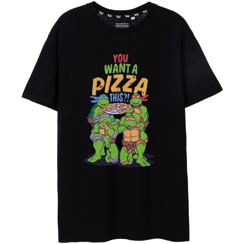 Abbigliamento Uomo T-shirts a maniche lunghe Teenage Mutant Ninja Turtles You Want A Pizza This Nero