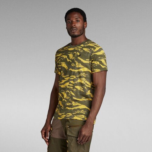 Abbigliamento Uomo T-shirt & Polo G-Star Raw D24421-C334 TIGER CAMO-G394 LEMON TIGER Verde