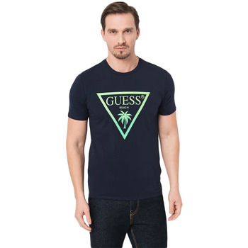 Abbigliamento Uomo T-shirt maniche corte Guess Palmas triangle Blu