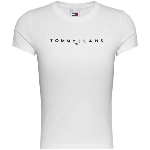 Abbigliamento Donna T-shirt maniche corte Tommy Jeans T-Shirt Donna Slim Linear SS Bianco