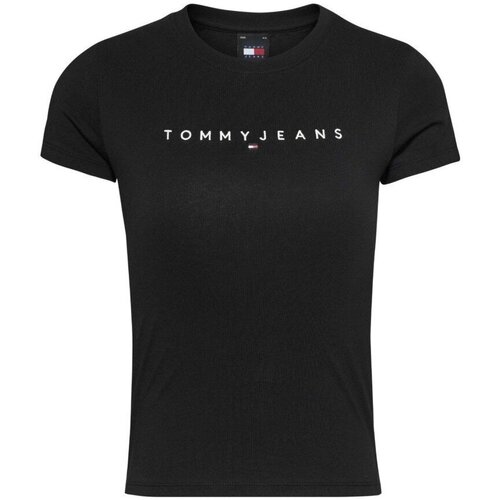 Abbigliamento Donna T-shirt maniche corte Tommy Jeans T-Shirt Donna Slim Linear SS Nero