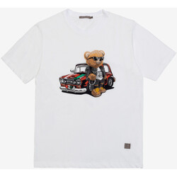 Abbigliamento Uomo T-shirt maniche corte Gianni Lupo T-shirt  con stampa teddy GL2228F Bianco
