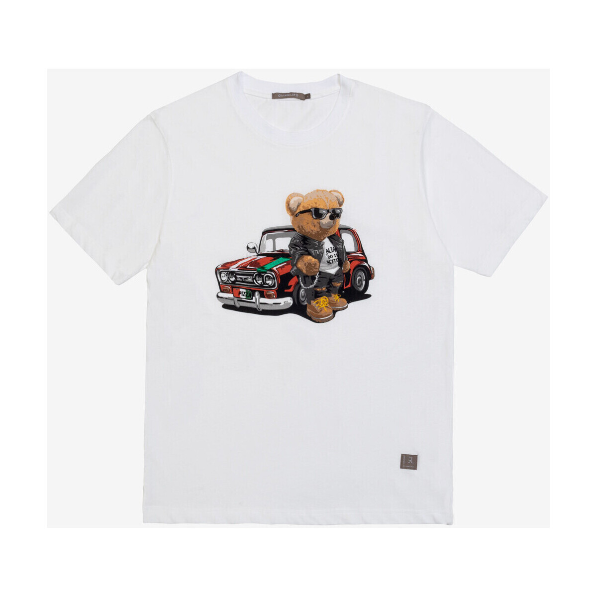 Abbigliamento Uomo T-shirt maniche corte Gianni Lupo T-shirt  con stampa teddy GL2228F Bianco