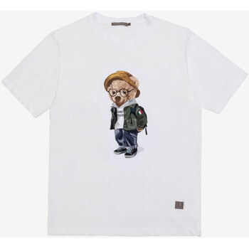 Abbigliamento Uomo T-shirt maniche corte Gianni Lupo T-shirt con stampa teddy GL2226F Bianco