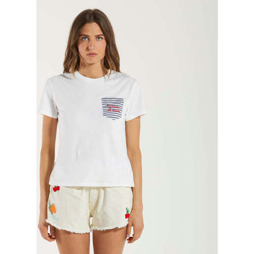 Abbigliamento Donna T-shirt maniche corte Mc2 Saint Barth t-shirt portami al mare stripes Bianco