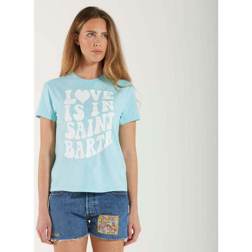 Abbigliamento Donna T-shirt maniche corte Mc2 Saint Barth t-shirt love is in SB azzurra Blu