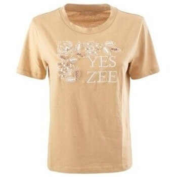 Abbigliamento Donna T-shirt maniche corte Yes Zee T-shirt Girocollo CAMMELLO