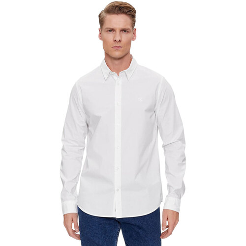 Abbigliamento Uomo Camicie maniche lunghe Calvin Klein Jeans SLIM STRETCH SHIRT Bianco
