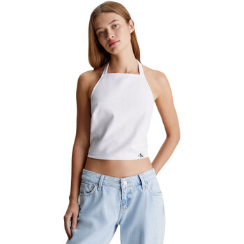 Abbigliamento Donna Top / T-shirt senza maniche Calvin Klein Jeans SHEEN MILANO HALTER NECK TOP Bianco